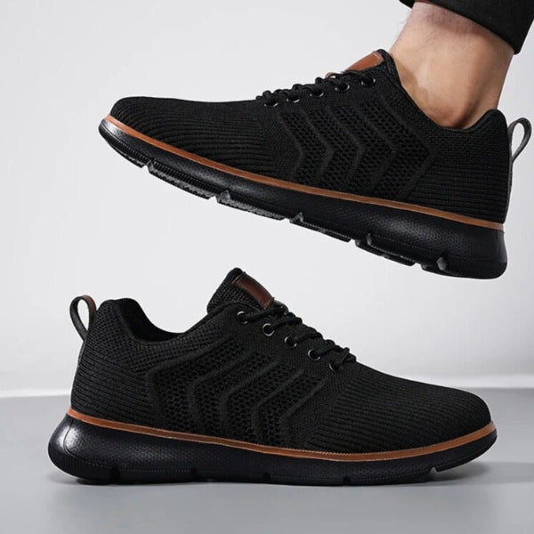 Men’s Lace-Up Sneakers | Flexible Knit-Textured Athletic Shoes