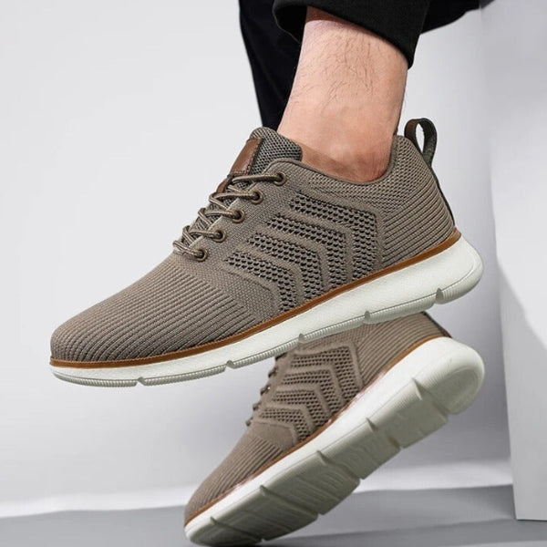 Men’s Lace-Up Sneakers | Flexible Knit-Textured Athletic Shoes