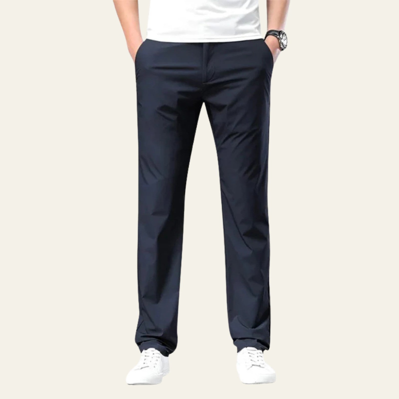 Men’s Cotton Stretch Chino Trousers | Straight Loose Fit