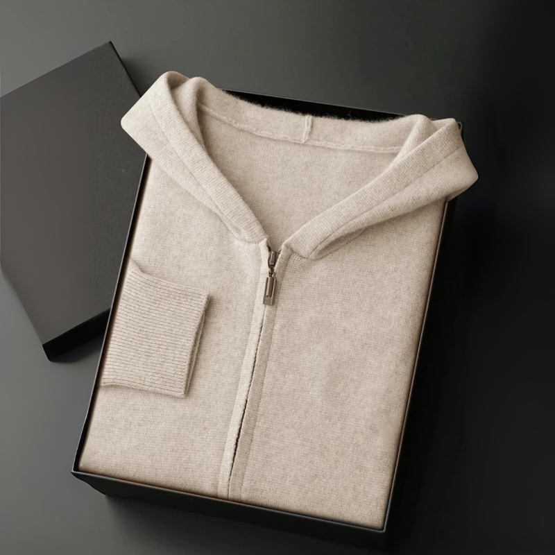 Men’s Hooded Zip Sweater | Wool Blend