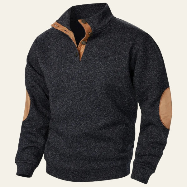 Men’s Quarter-Zip Sweater | Knit with Suede Trim