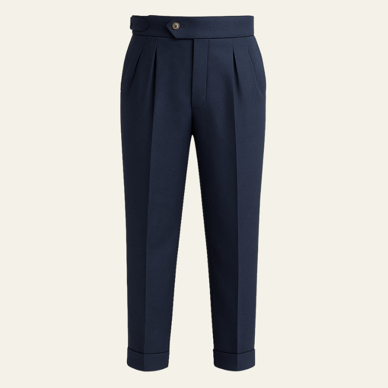 Men’s Pleated Linen Blend Trousers | Straight Leg