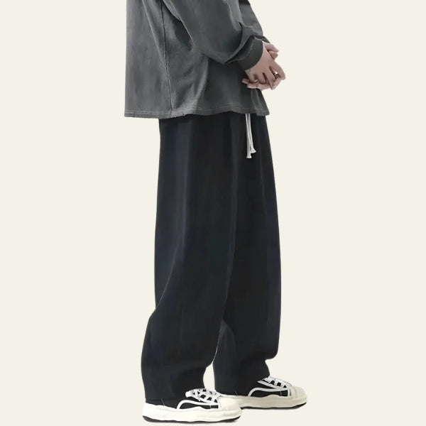 Men’s Elastic Waist Wide-Leg Trousers