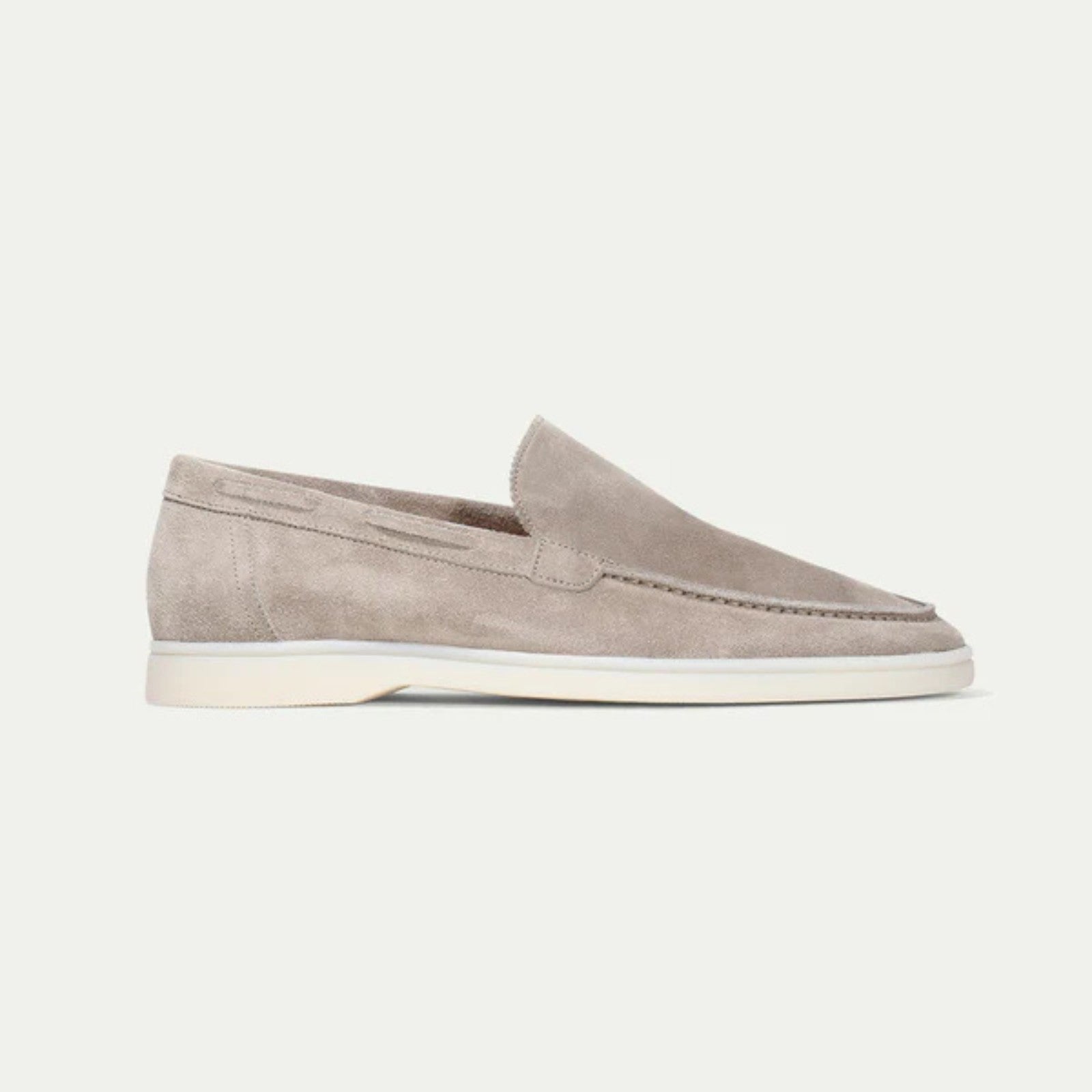 Men’s Vegan Suede Slip-On Loafers – Light Grey