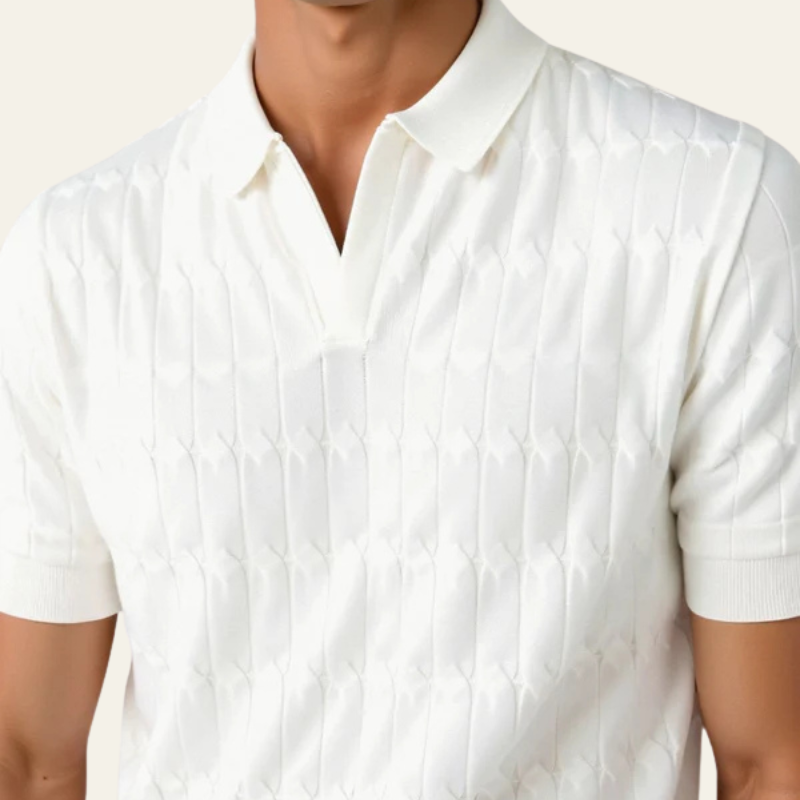 Men’s Textured Knit Polo | Short Sleeve Design
