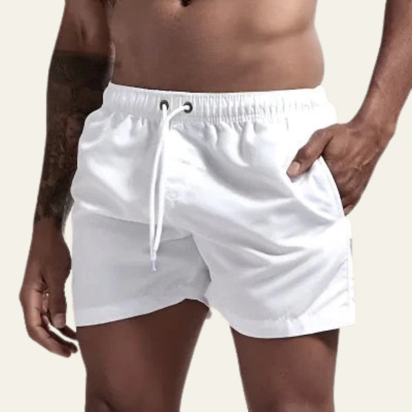 Men’s Drawstring Swim Shorts | Mid-Length Elastic Waist Swimwear