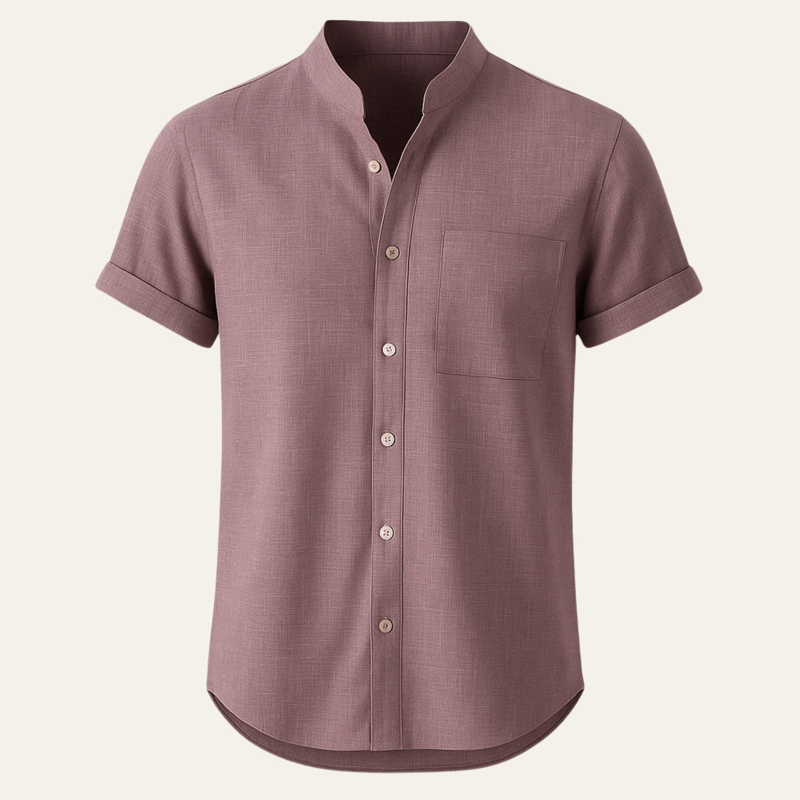 Men’s Button-Up Shirt | Polyester-Linen Blend