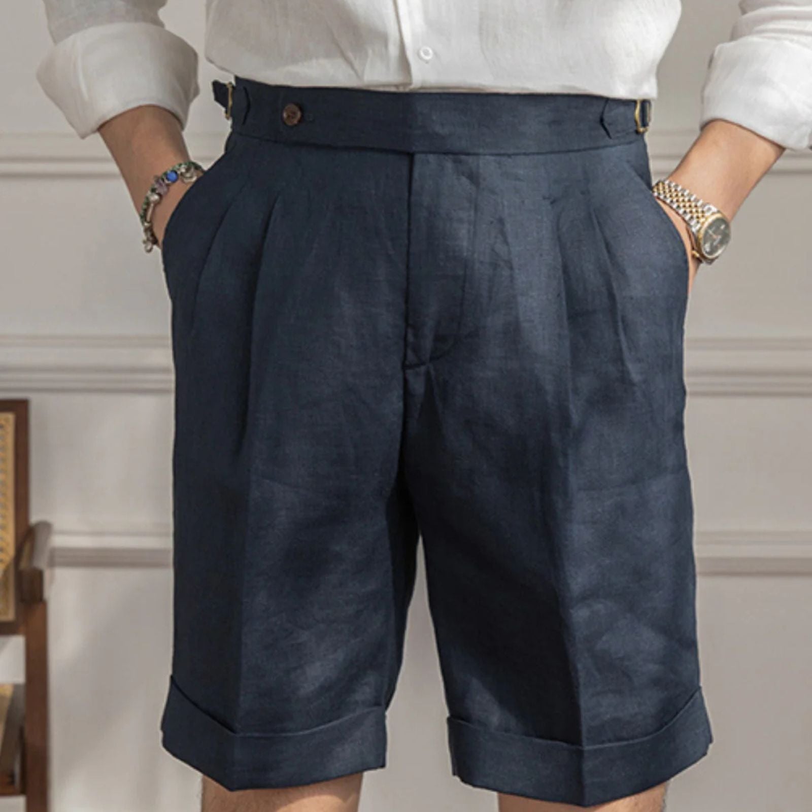 Men’s Linen-Blend Shorts | Straight-Leg Summer Pants