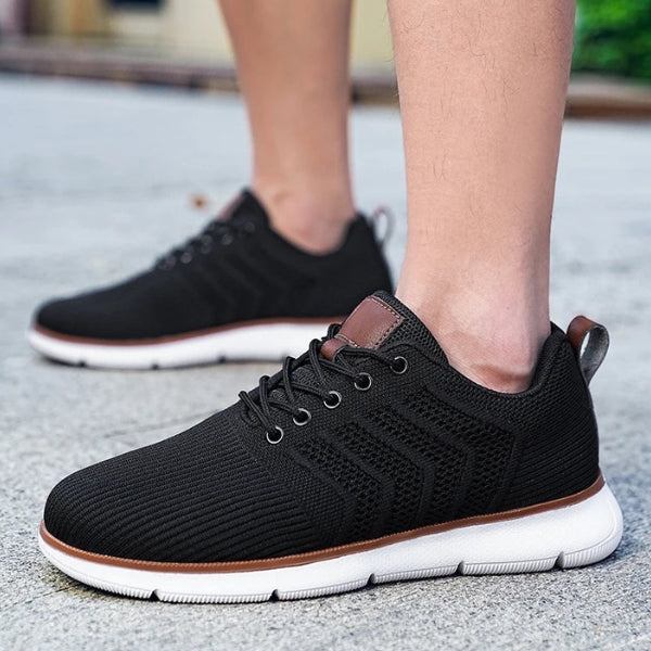 Men’s Lace-Up Sneakers | Flexible Knit-Textured Athletic Shoes