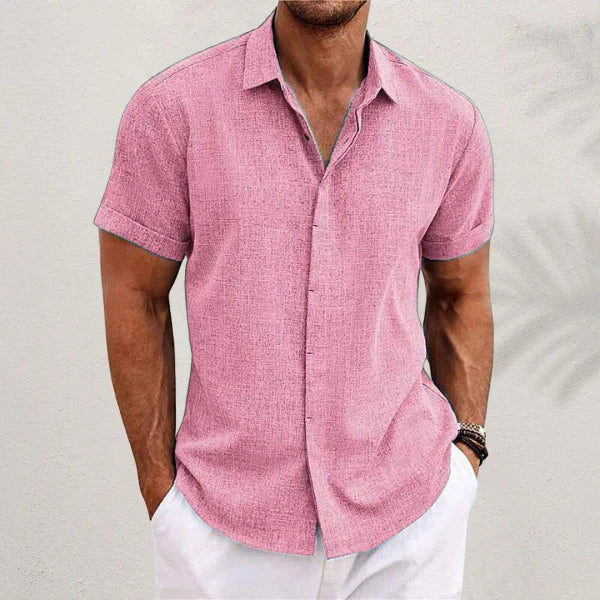 Men’s Short-Sleeve Shirt | Textured Eco-Linen