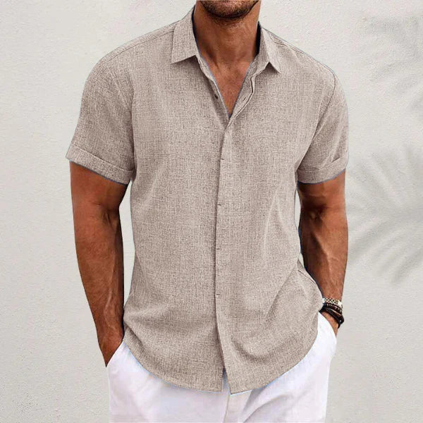 Men’s Short-Sleeve Shirt | Textured Eco-Linen