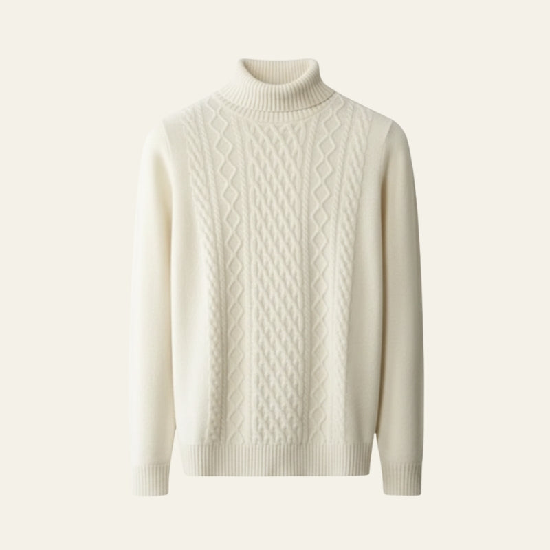 Men’s Merino Wool Cable Turtleneck Sweater