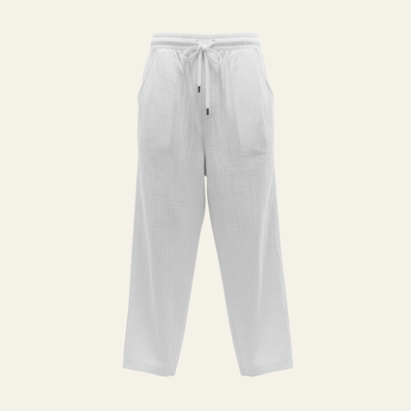 Men’s Relaxed Drawstring Trousers | Straight-Leg Linen-Blend Pants