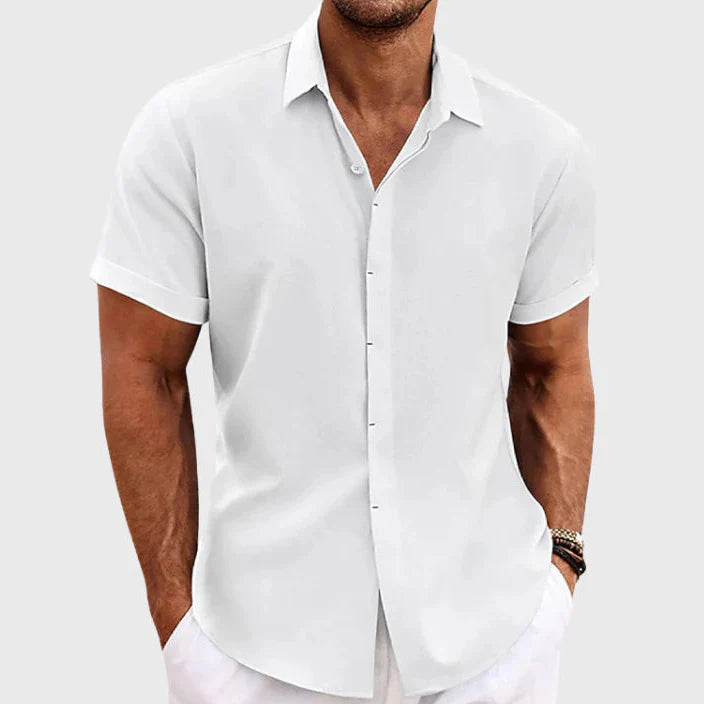 Men’s Short-Sleeve Shirt | Textured Eco-Linen