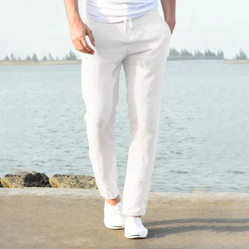 Men’s Eco-Linen Drawstring Summer Trousers – Relaxed Fit