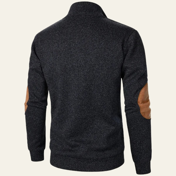 Men’s Quarter-Zip Sweater | Knit with Suede Trim