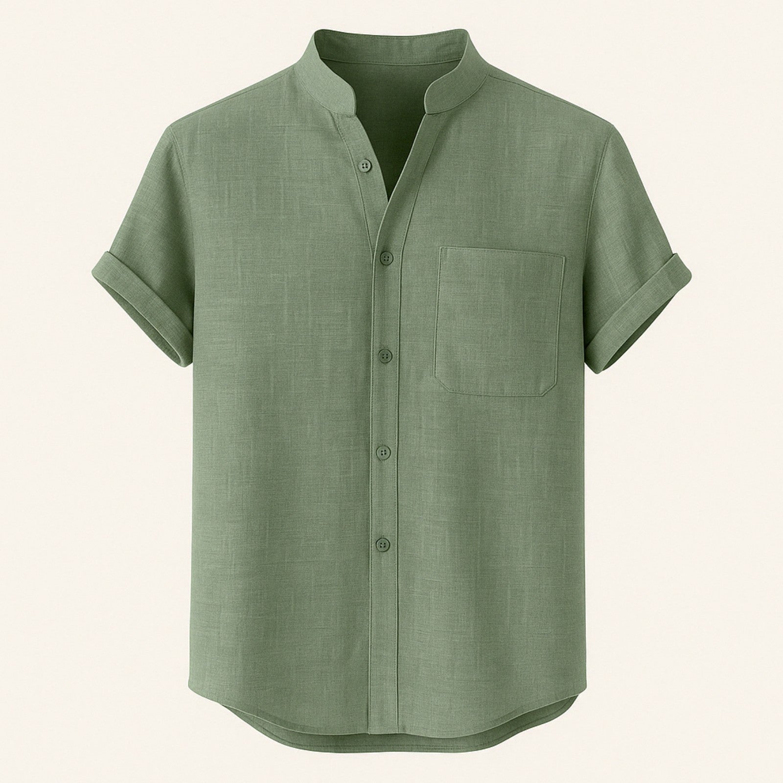 Men’s Button-Up Shirt | Polyester-Linen Blend