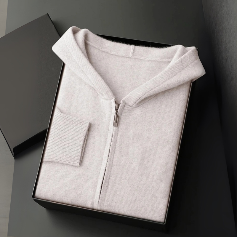 Men’s Hooded Zip Sweater | Wool Blend