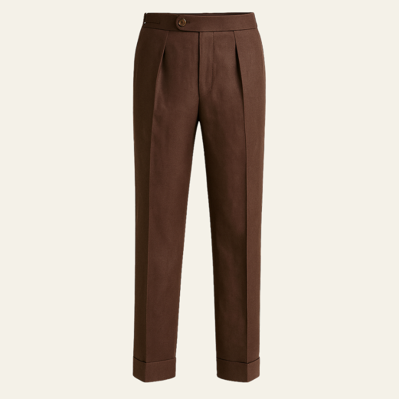Men’s Pleated Trousers | Linen-Blend Straight-Leg Pants