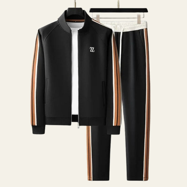 Men’s Two-Piece Tracksuit | Knit Fabric, Contrast Stripes