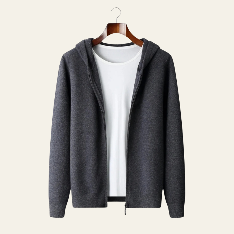 Men’s Hooded Zip Sweater | Wool Blend