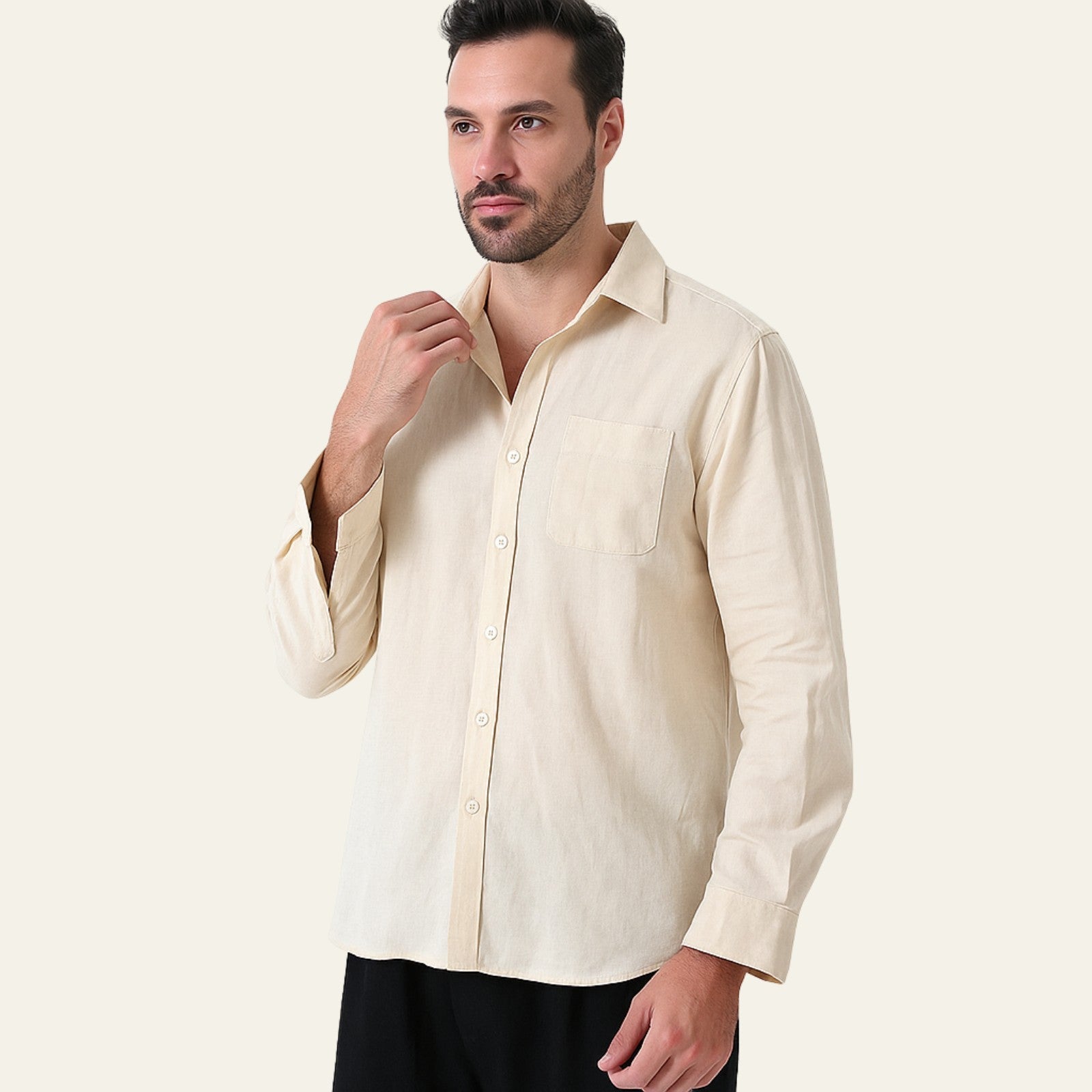 Men’s Linen Blend Shirt | Long Sleeve