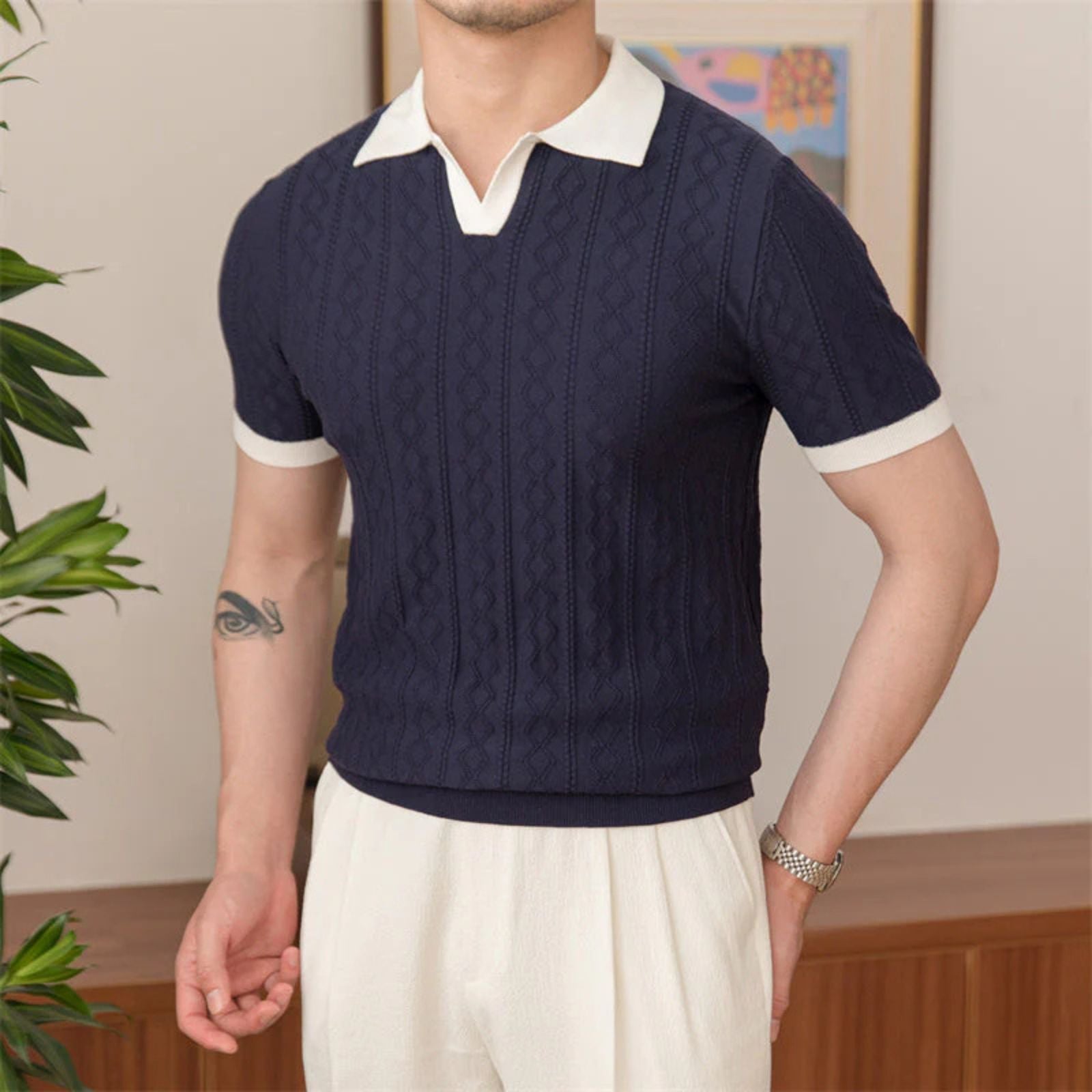Men’s Knitted Lyocell Polo | Short Sleeve
