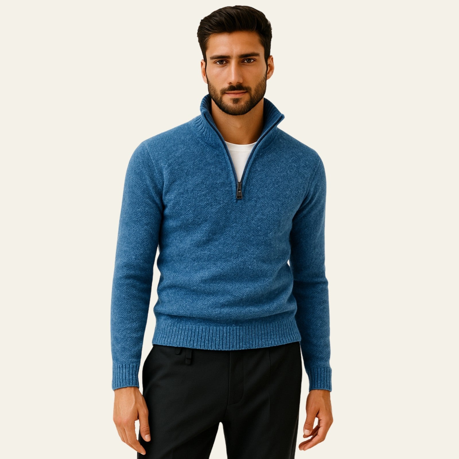 Men’s Textured Quarter Zip Sweater | Polyester