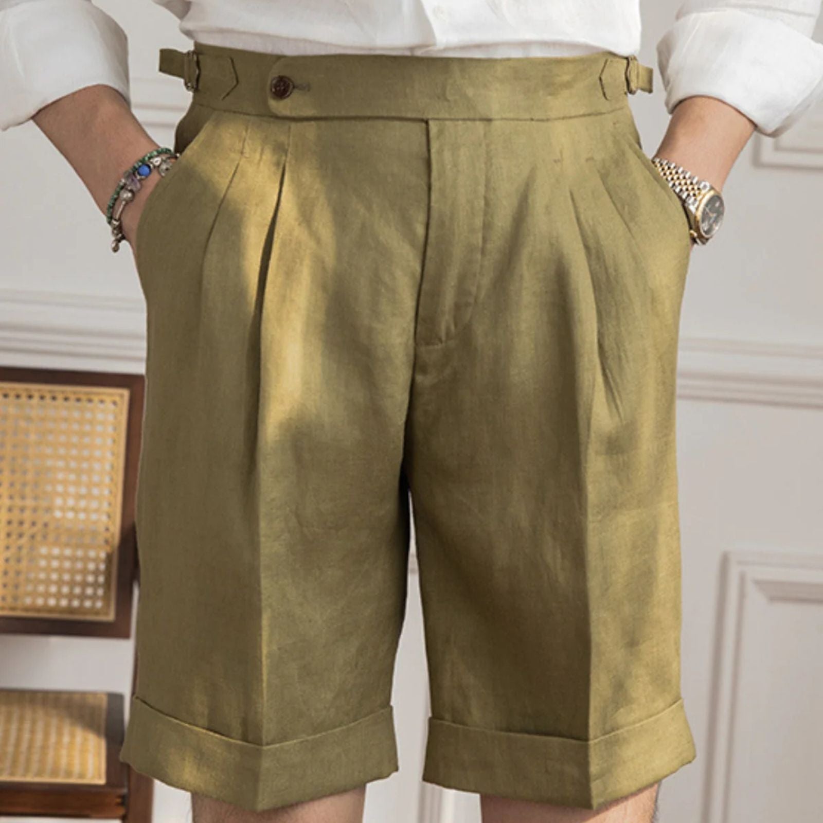 Men’s Linen-Blend Shorts | Straight-Leg Summer Pants