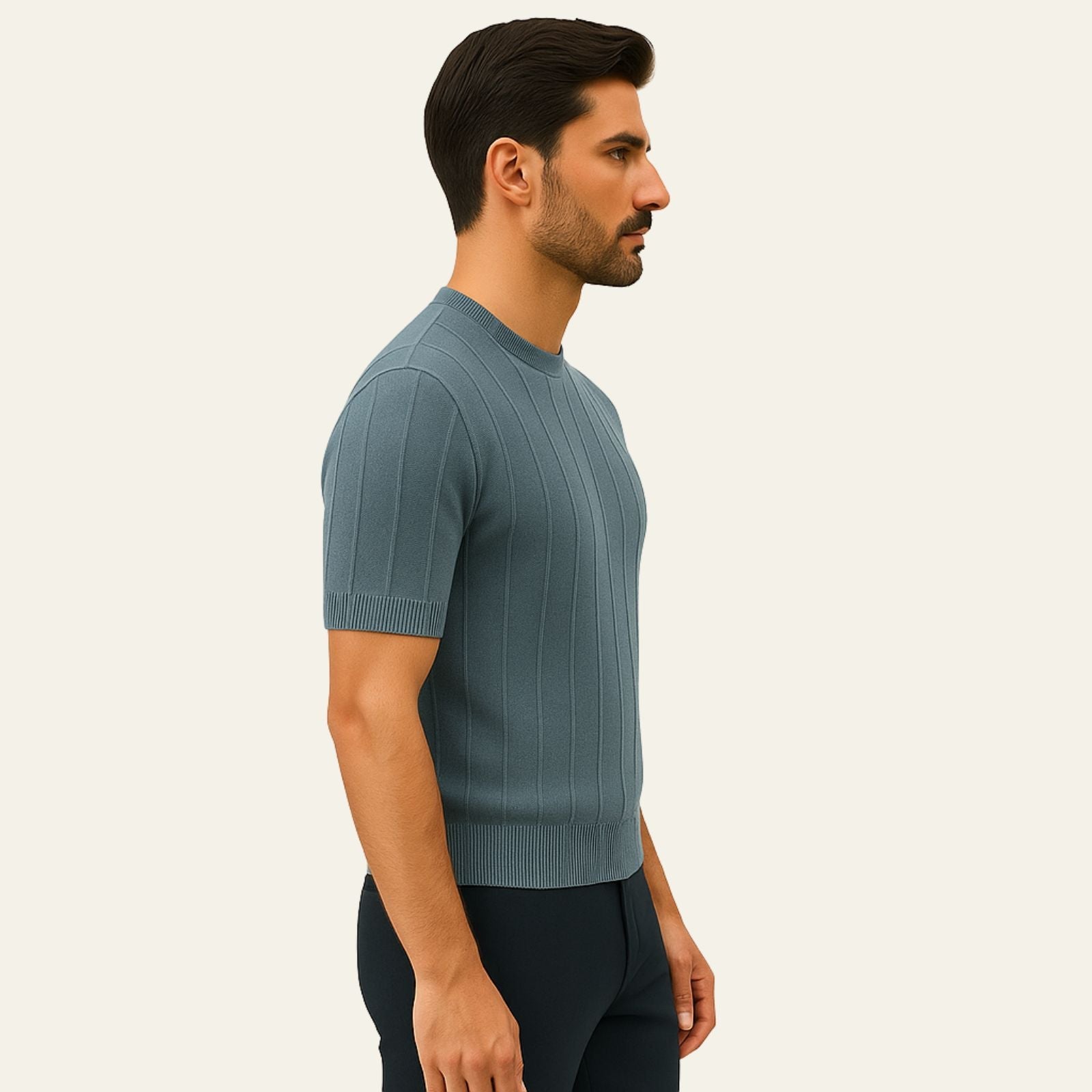 Men’s Short-Sleeve Ribbed Knit T-Shirt
