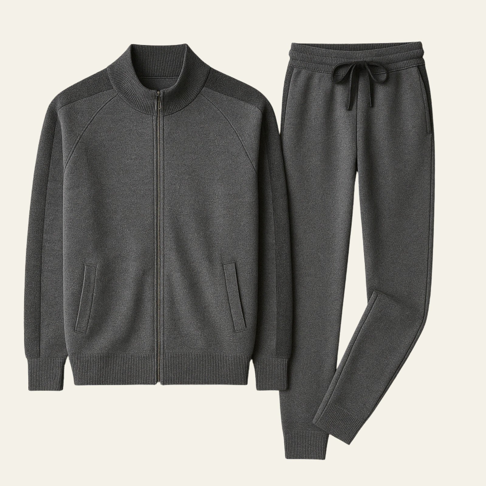 Men’s Wool Blend Tracksuit Set – Long Sleeve Top & Trousers