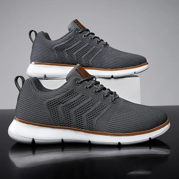 Men’s Lace-Up Sneakers | Flexible Knit-Textured Athletic Shoes