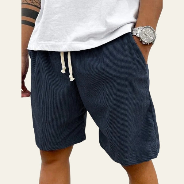 Men’s Ribbed Drawstring Shorts – Relaxed Fit
