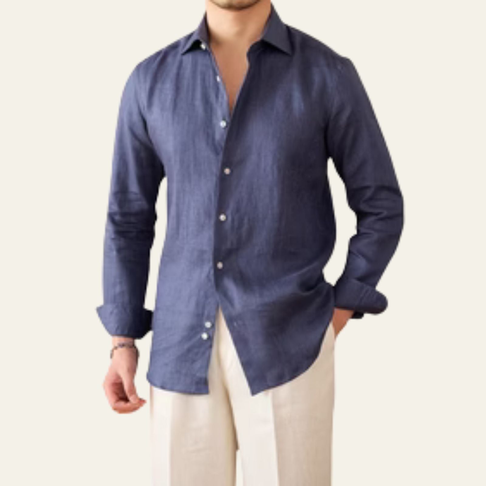 Men’s Linen Blend Long Sleeve Shirt – Casual