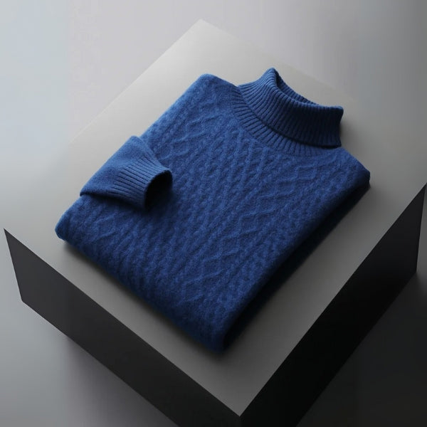 Men’s Merino Wool Cable Turtleneck Sweater