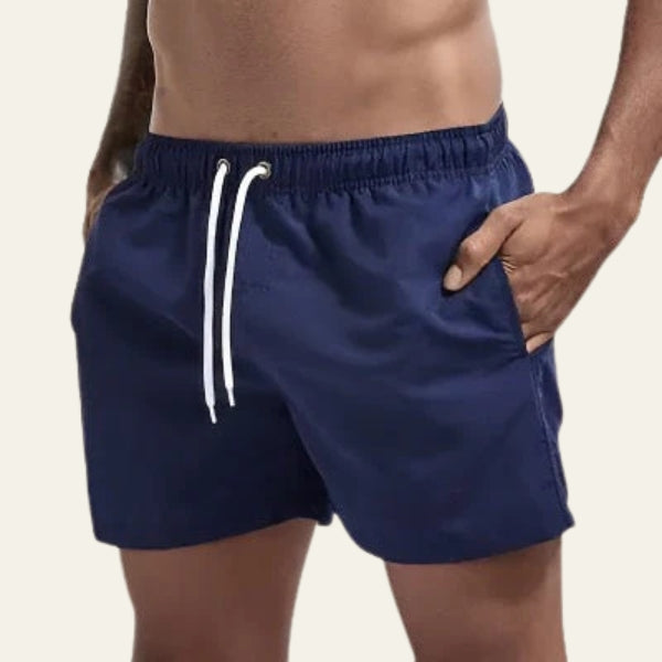 Men’s Drawstring Swim Shorts | Mid-Length Elastic Waist Swimwear