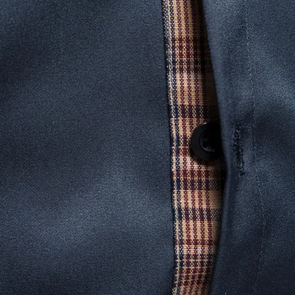 Men’s Plaid-Trim Button-Up Shirt | Slim Fit