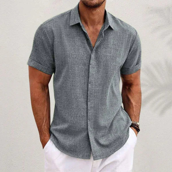 Men’s Short-Sleeve Shirt | Textured Eco-Linen