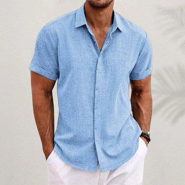 Men’s Short-Sleeve Shirt | Textured Eco-Linen