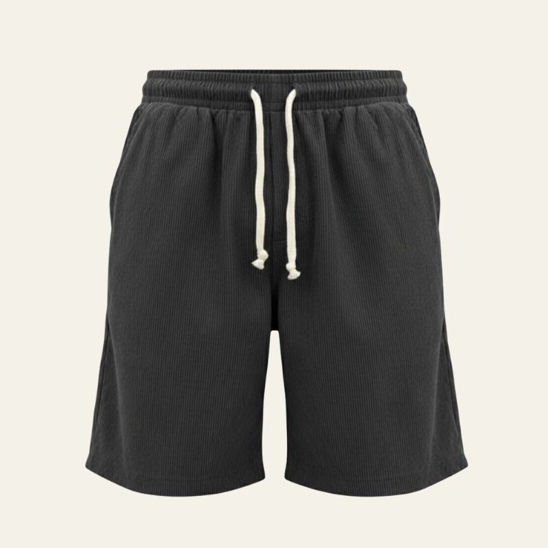 Men’s Ribbed Drawstring Shorts – Relaxed Fit