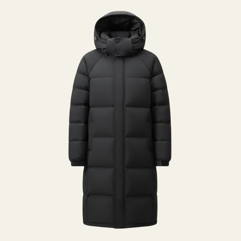 Men’s Quilted Long Puffer Coat – Hooded