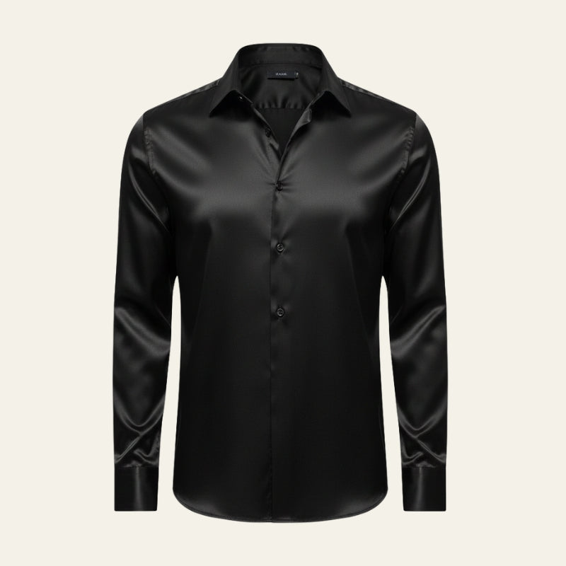 Men’s Long-Sleeve Button Shirt | Satin-Finish Fabric